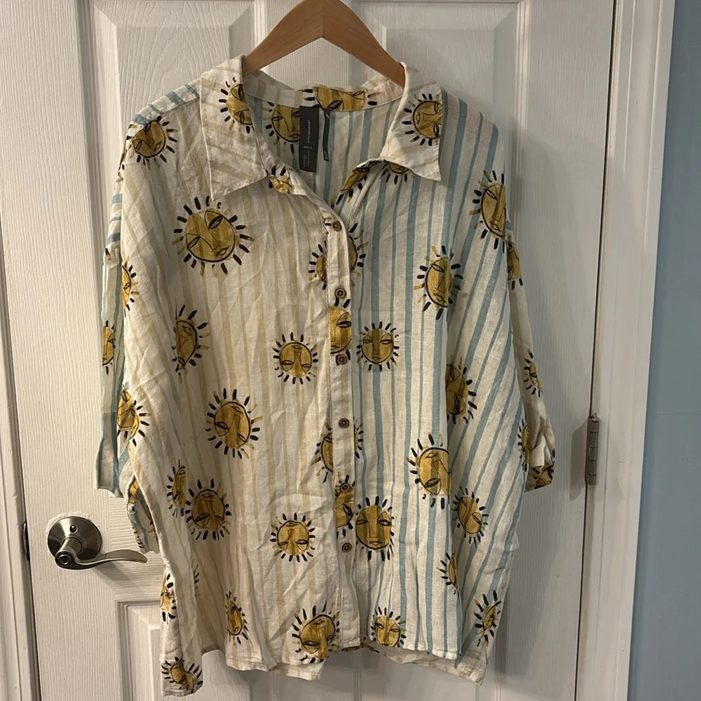 NWT Anthropologie LouLou Avenue Button-down Top, size XL - Picture 5 of 14